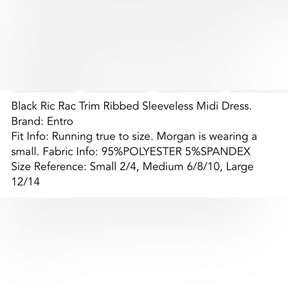Black Ric Rac Trim Ribbed Sleeveless Dress - Picture 5 of 5
